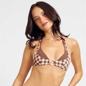 Blackbough Brown Felicia Double-Layer Halter Bikini Top. Size small. NWT